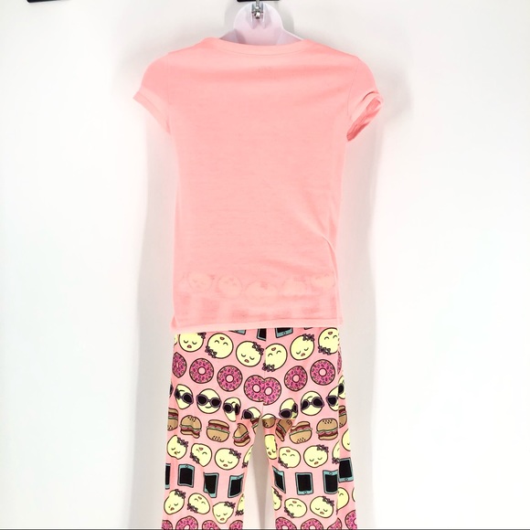 Justice Size 6/7 Peach Emoji Chill Day Pajama Set w/ Short Sleeves & Pants - Picture 4 of 4
